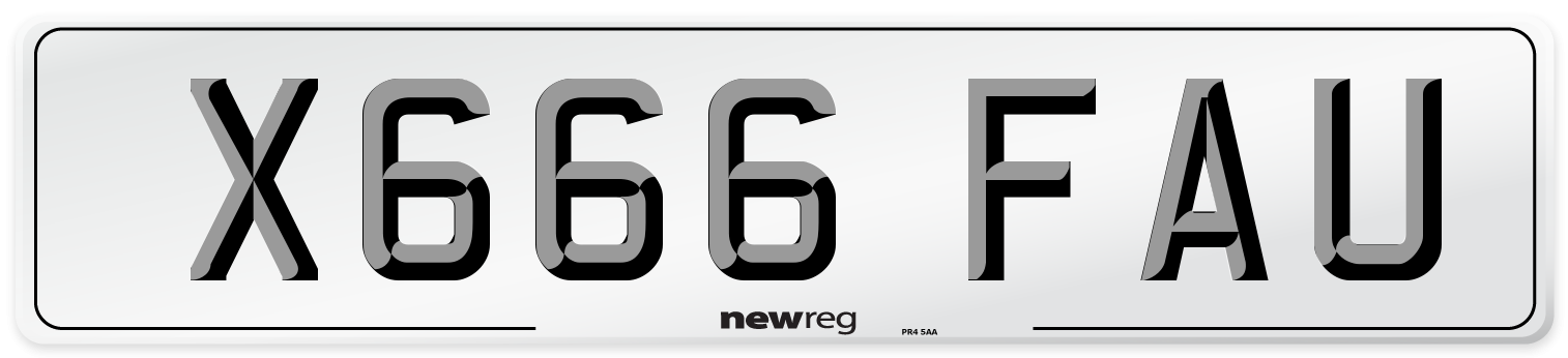 X666 FAU Number Plate from New Reg